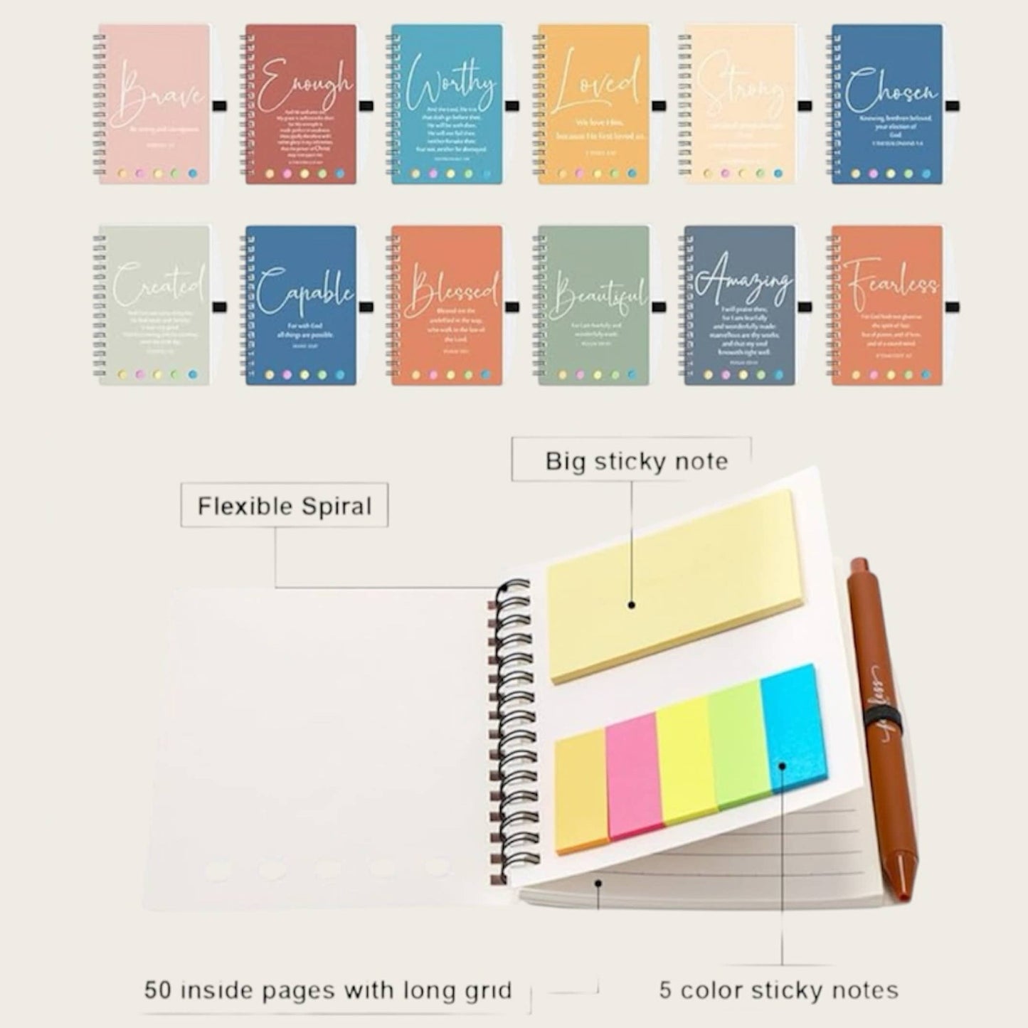 Christian Bible verse notebook and pen sets