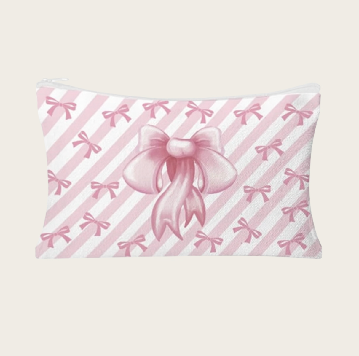 Pink bow canvas cosmetic bags
