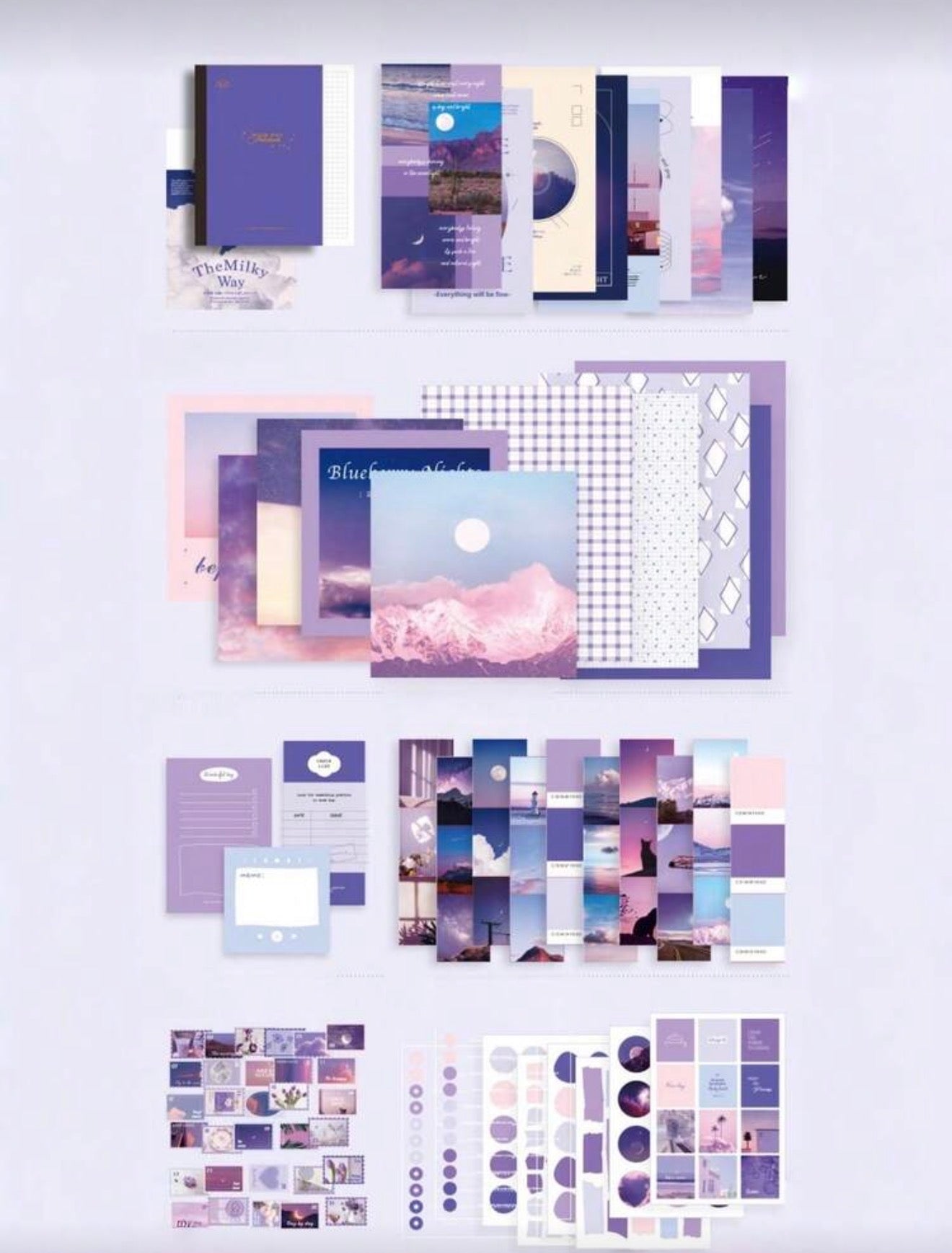 Vintage Pattern Scrapbooking Kit 155 pieces (purple)