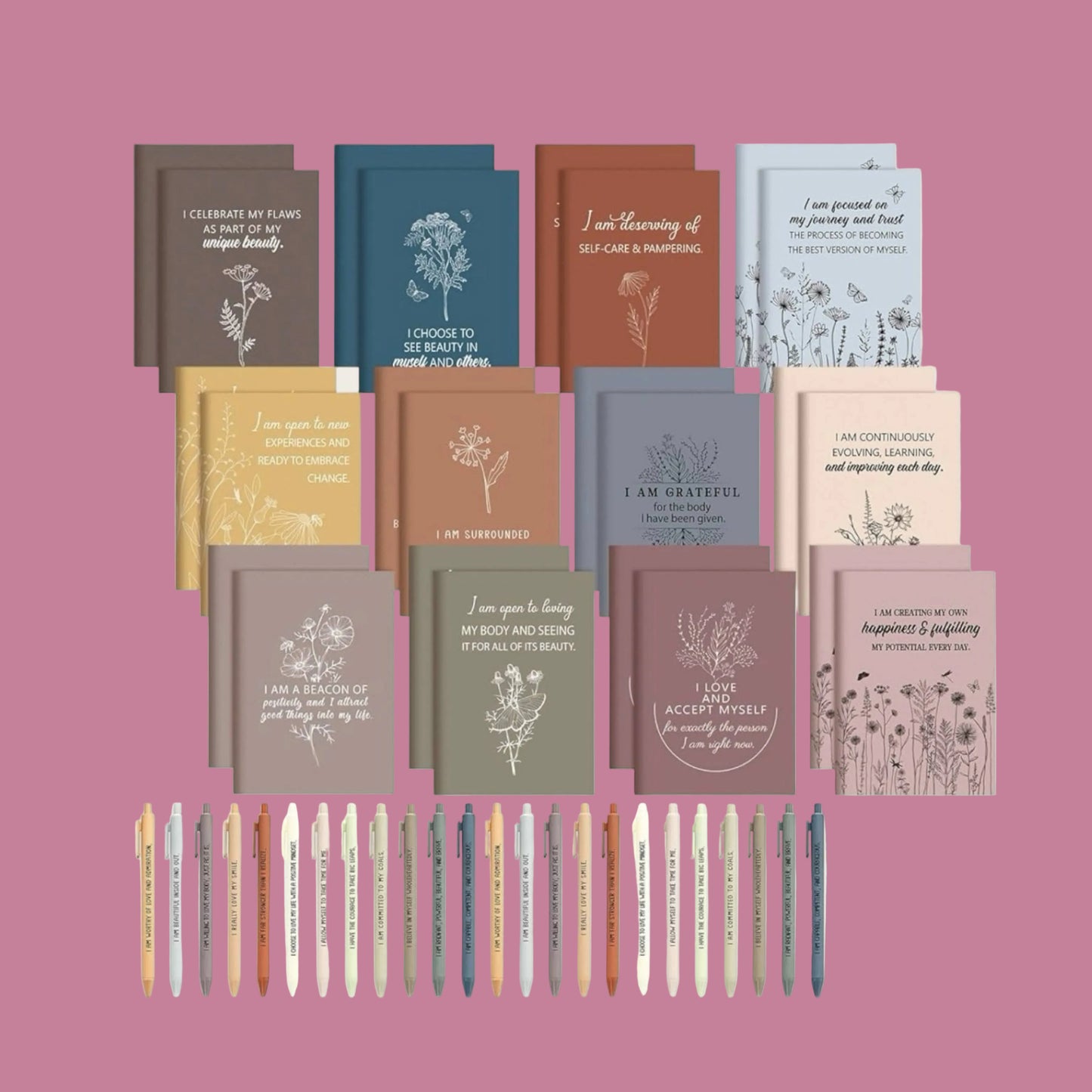 Affirmation notebook and pen sets