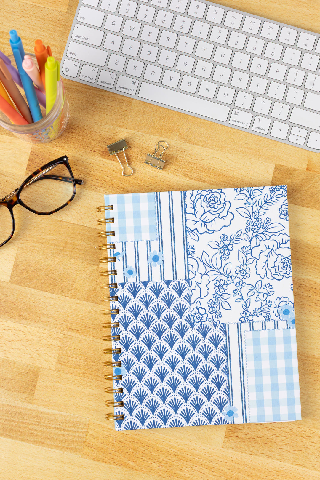 COASTAL PATCHWORK HARDCOVER SPIRAL NOTEBOOK, 7X9"