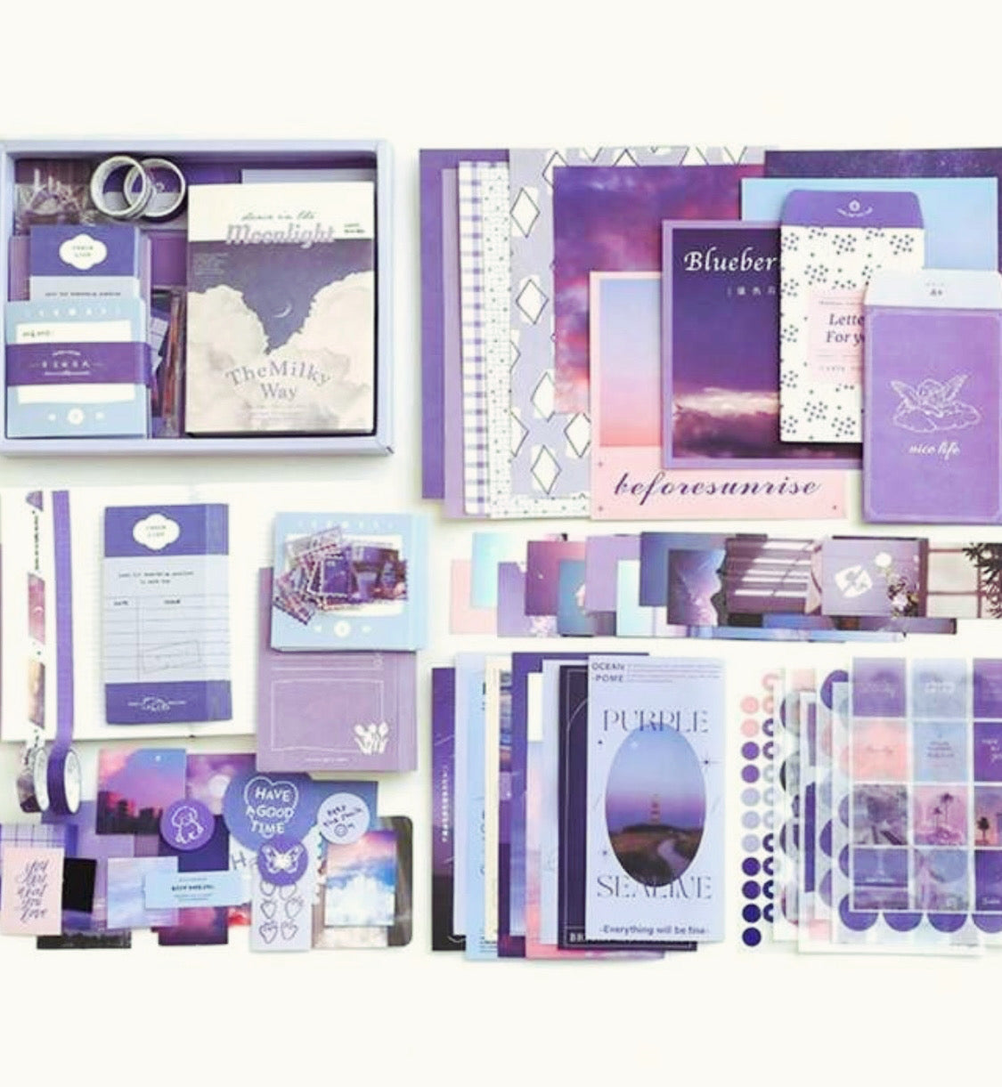 Vintage Pattern Scrapbooking Kit 155 pieces (purple)