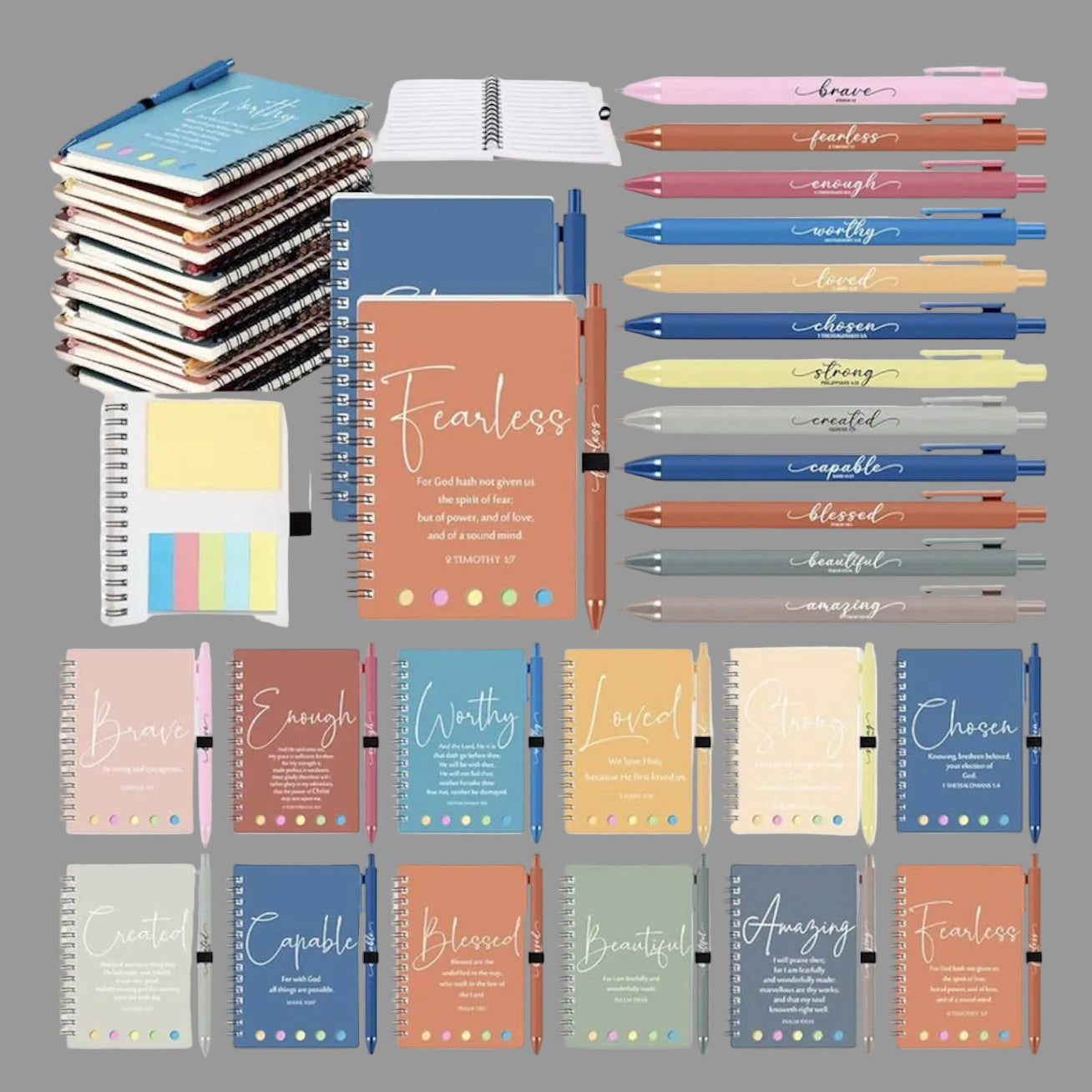 Christian Bible verse notebook and pen sets