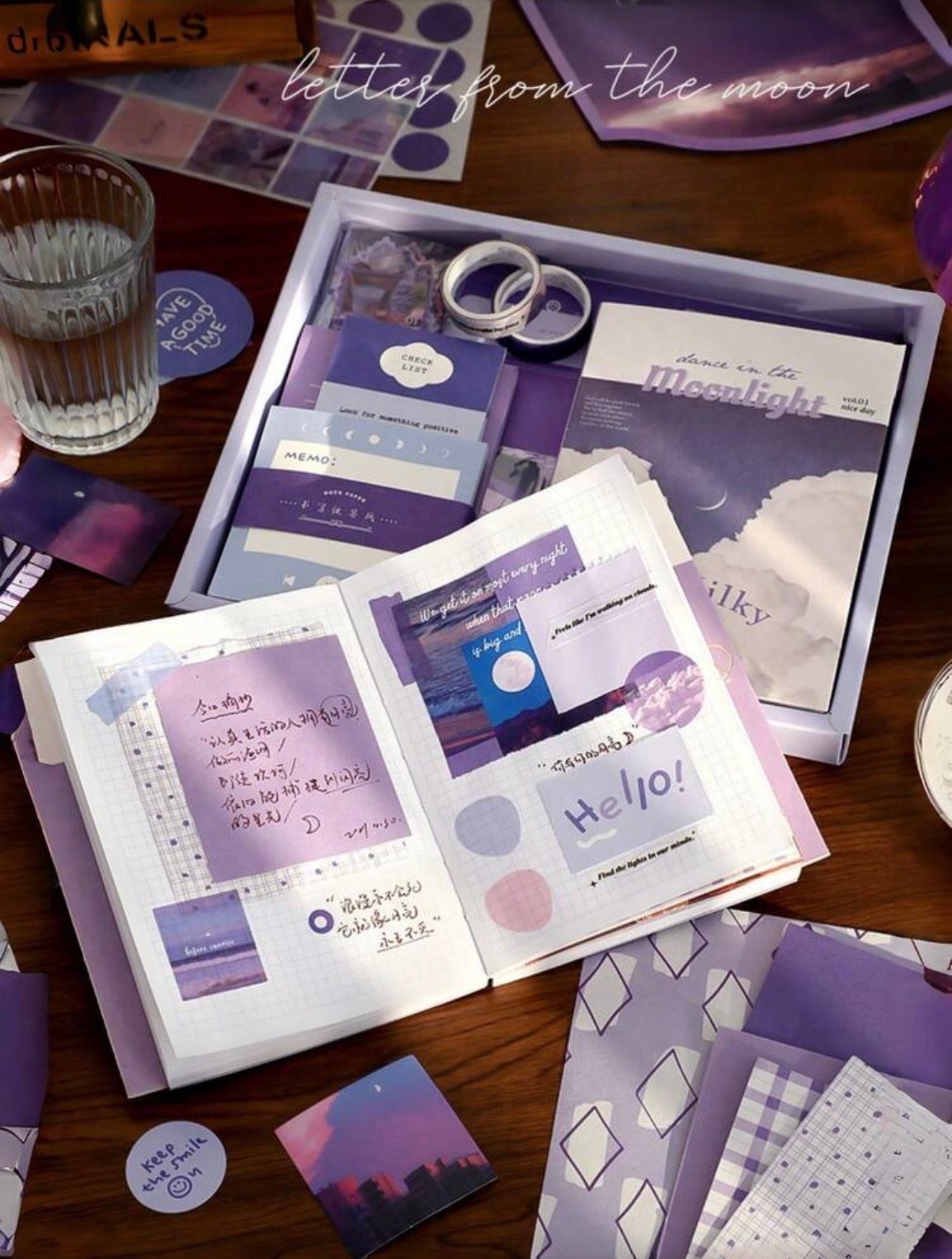 Vintage Pattern Scrapbooking Kit 155 pieces (purple)