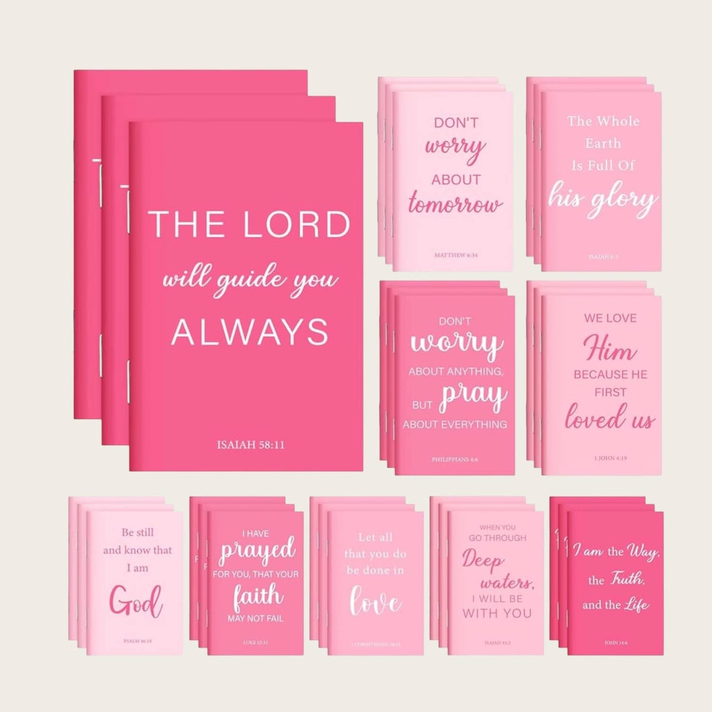 Pink Christian Bible verse notebooks