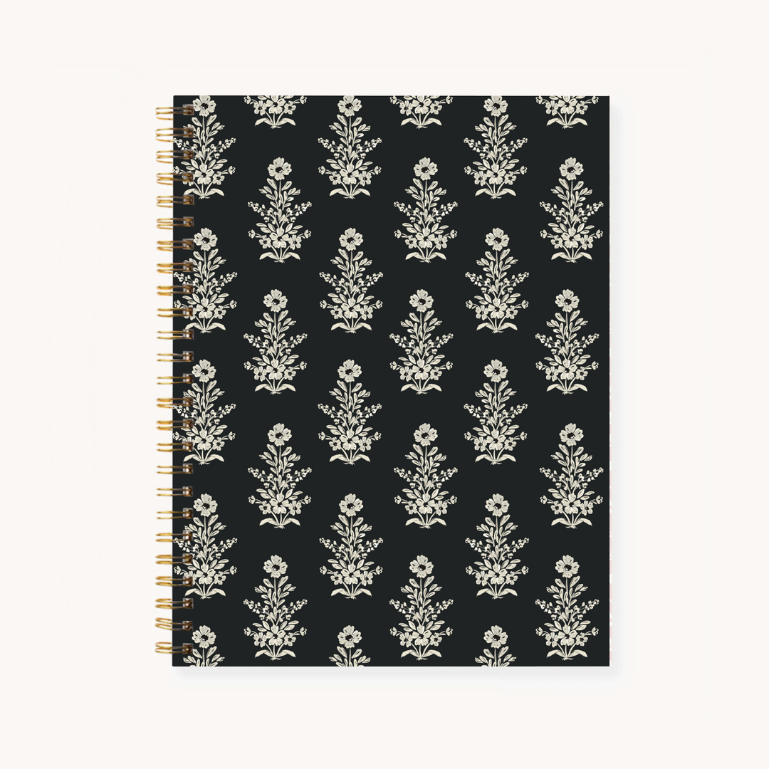 MIDNIGHT DAMASK
HARDCOVER SPIRAL NOTEBOOK, 7X9"