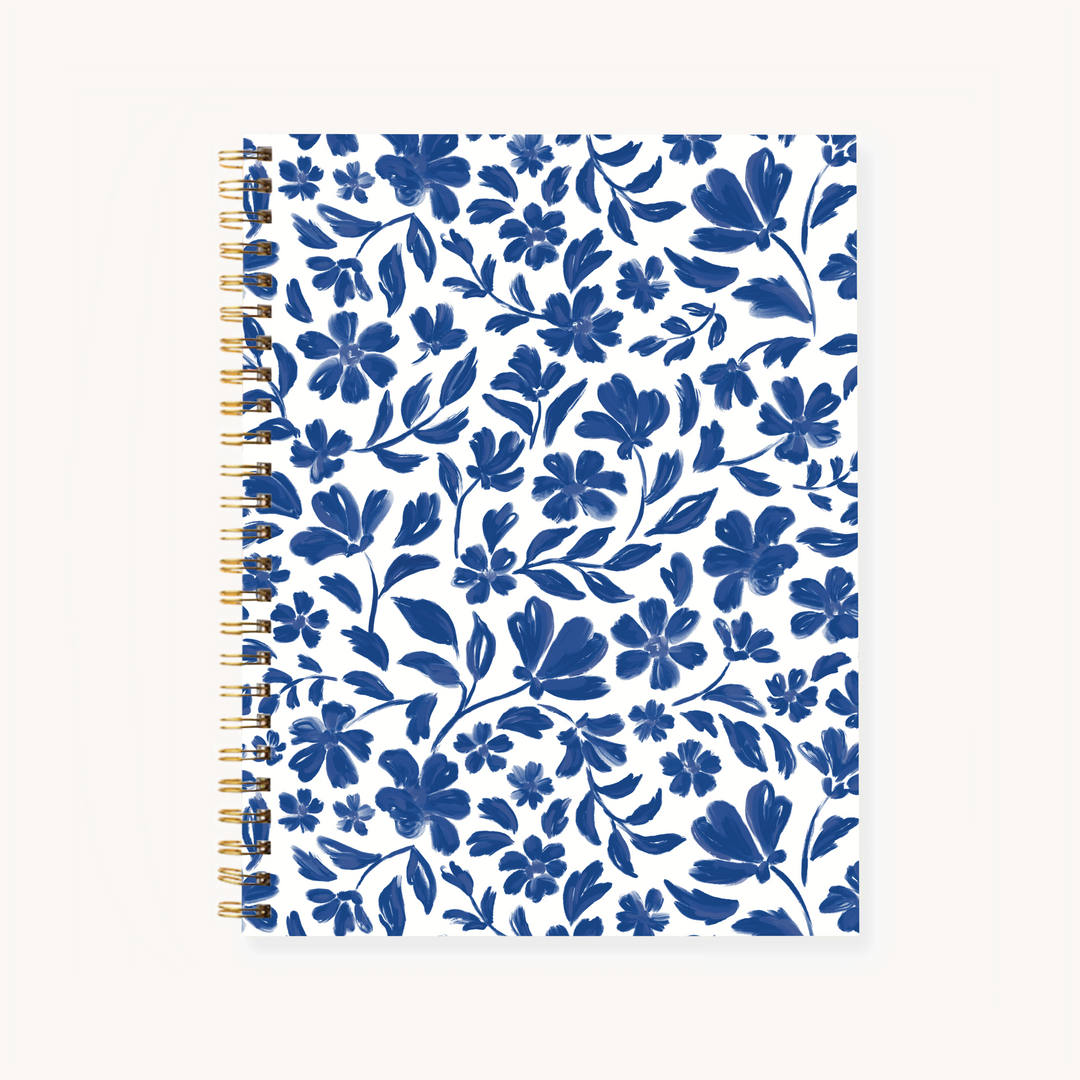 PORCELAIN FLORAL
HARDCOVER SPIRAL NOTEBOOK, 7X9"