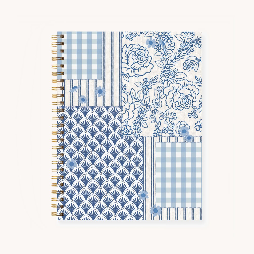 COASTAL PATCHWORK HARDCOVER SPIRAL NOTEBOOK, 7X9"