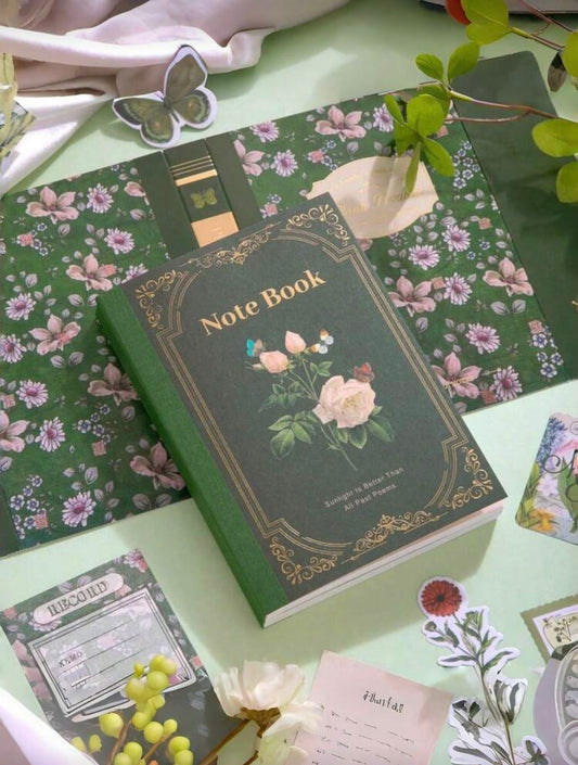 Vintage Botanical Scrapbooking Supplies Kit 180 pieces- A6 (Green)